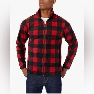 Amazon Essentials Men's Full-Zip Fleece Jacket Red/Black Plaid